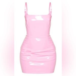 Baby Pink PU Bodycon Dress